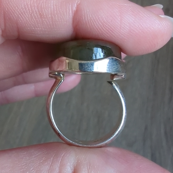 Large Purple Flash Labradorite Ring Adjustable 925 Silver Handcrafted Artisan VG - Picture 5 of 13